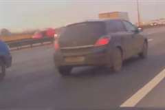 突然の割り込みを回避した車がコントロールを失い他の車に衝突!